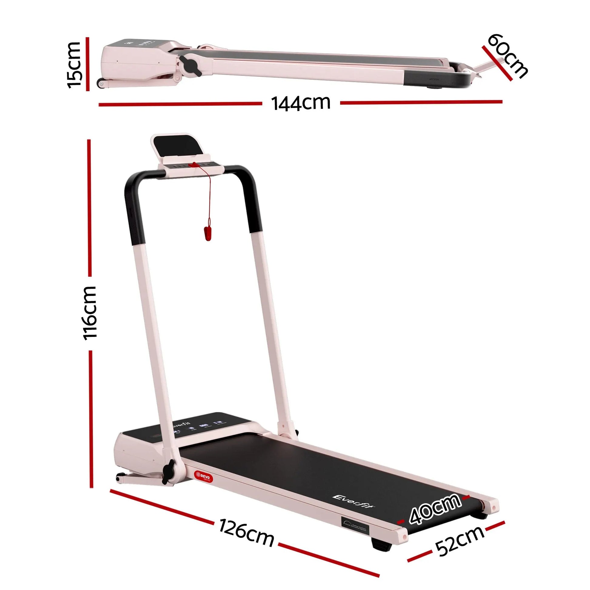 Everfit 3 in 1 Walking Pad Treadmill 20% Auto Incline Under Desk Foldable Treadmills for Home With 40cm Wide Belt Pink - Image 2