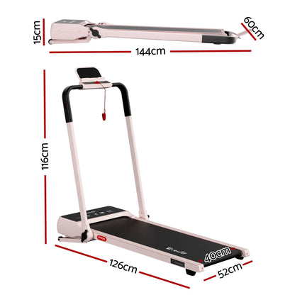 Everfit 3 in 1 Walking Pad Treadmill 20% Auto Incline Under Desk Foldable Treadmills for Home With 40cm Wide Belt Pink - Image 2