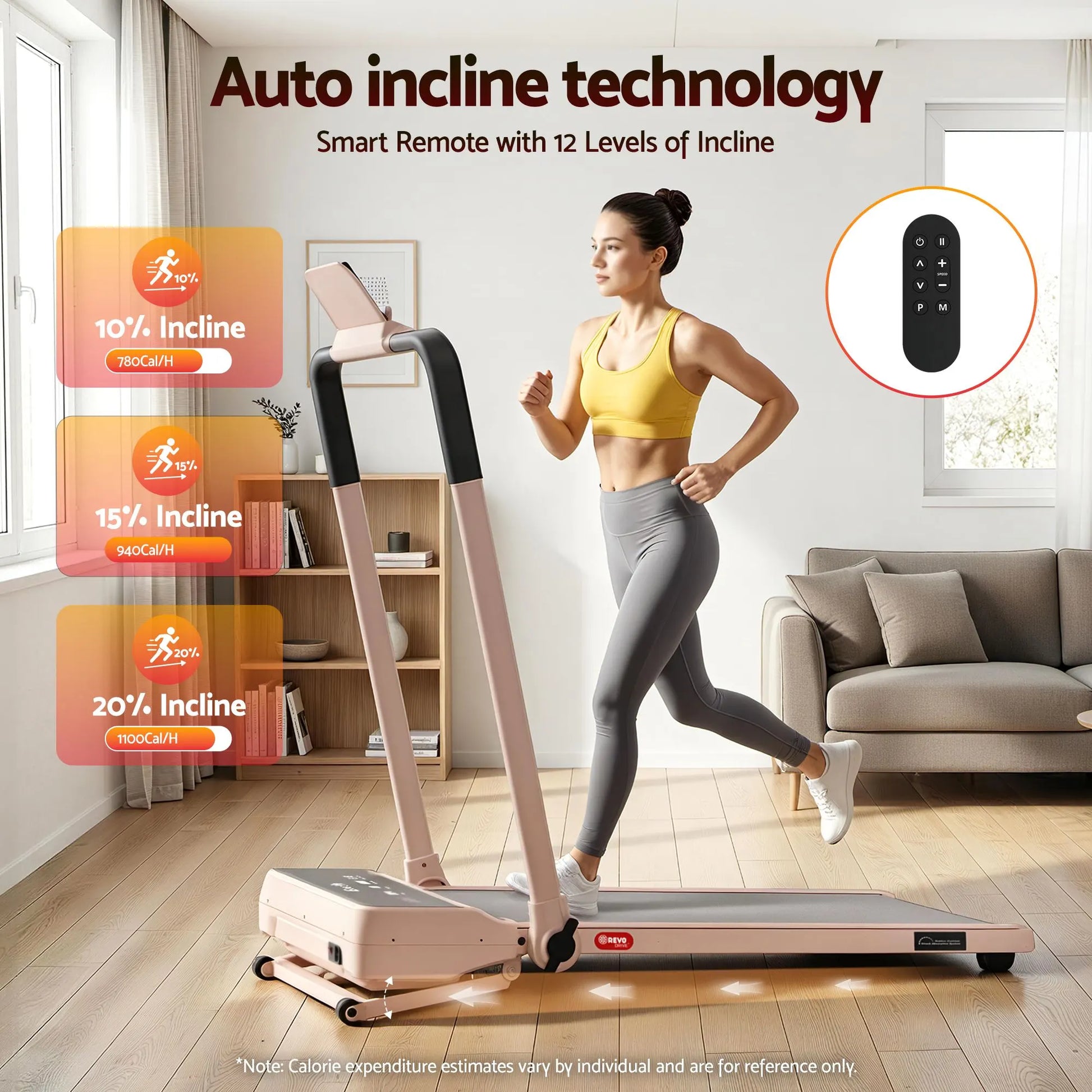 Everfit 3 in 1 Walking Pad Treadmill 20% Auto Incline Under Desk Foldable Treadmills for Home With 40cm Wide Belt Pink - Image 6
