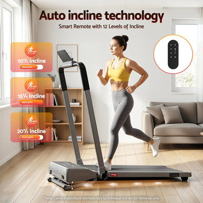 Everfit 3 in 1 Walking Pad Treadmill 20% Auto Incline Under Desk Foldable Treadmills for Home With 40cm Wide Belt Silver - Image 5