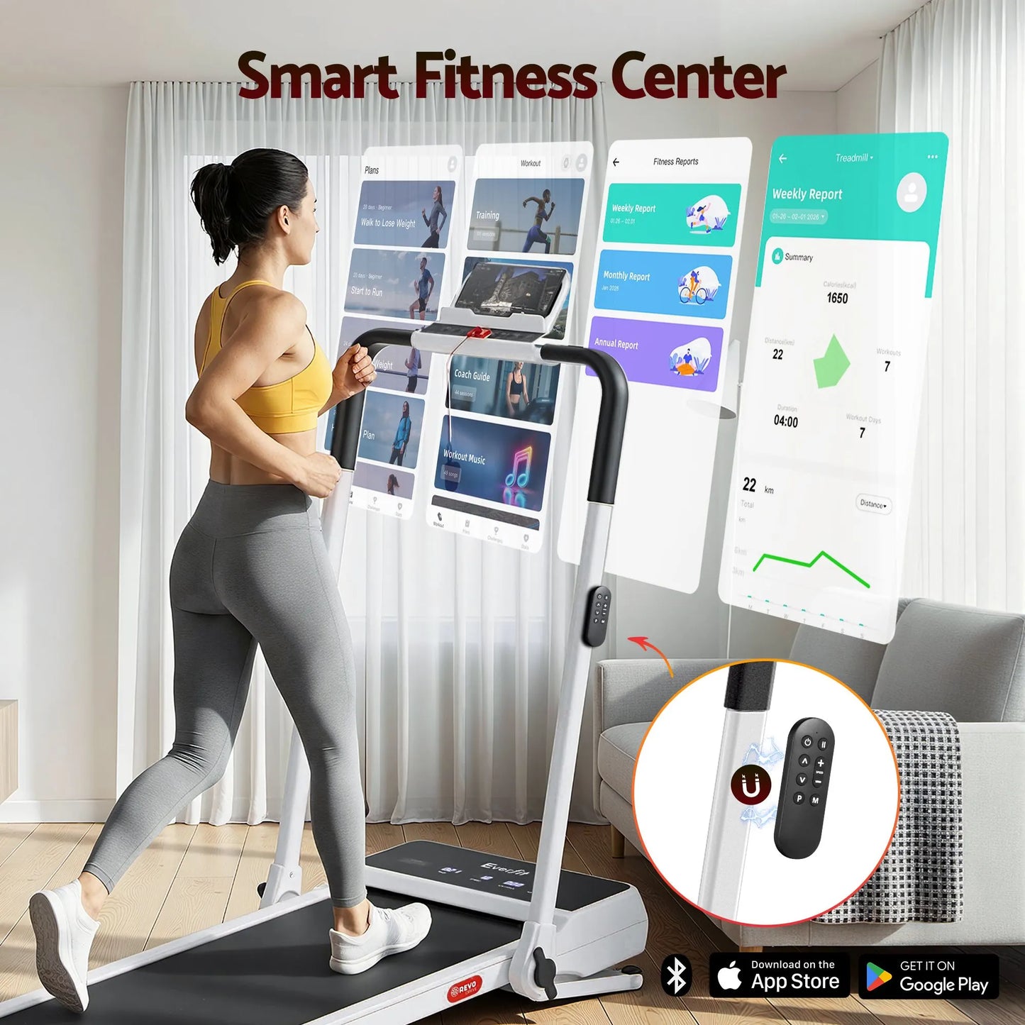 Everfit 3 in 1 Walking Pad Treadmill 20% Auto Incline Under Desk Foldable Treadmills for Home With 40cm Wide Belt White - Image 7