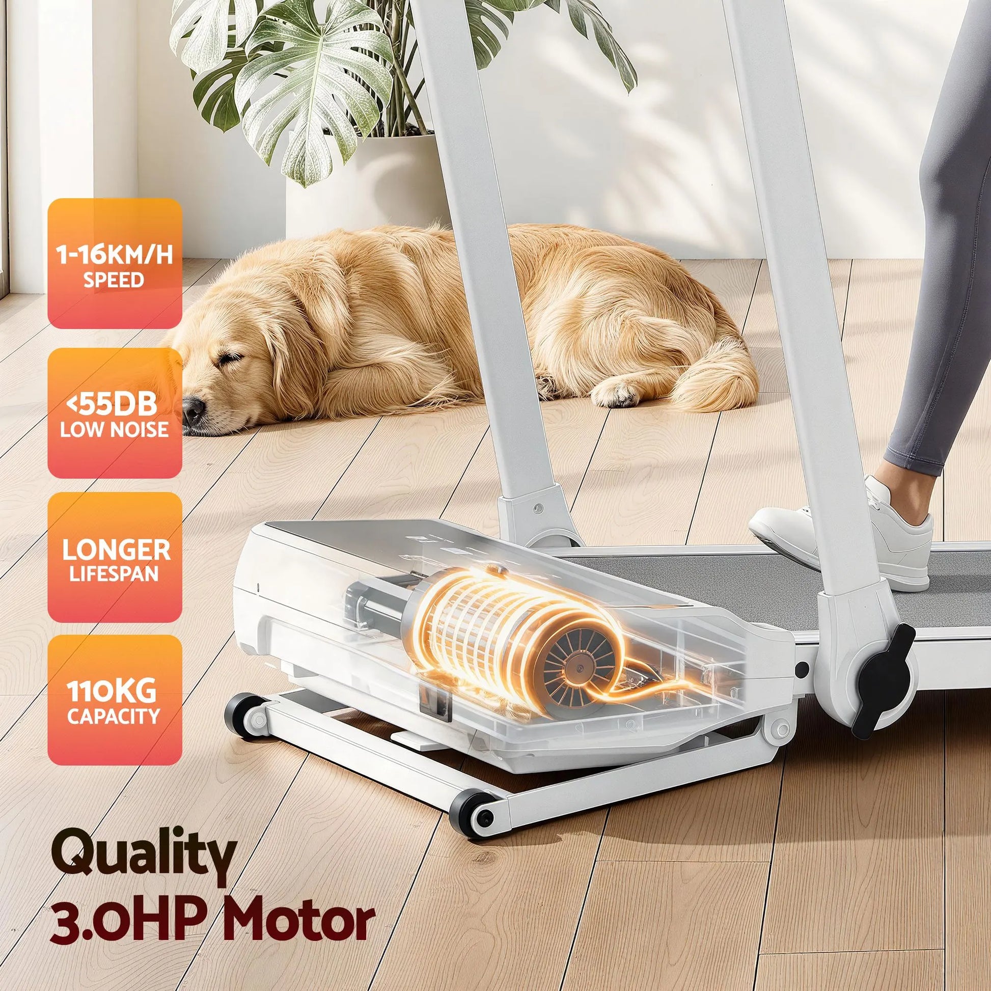 Everfit 3 in 1 Walking Pad Treadmill 20% Auto Incline Under Desk Foldable Treadmills for Home With 40cm Wide Belt White - Image 9