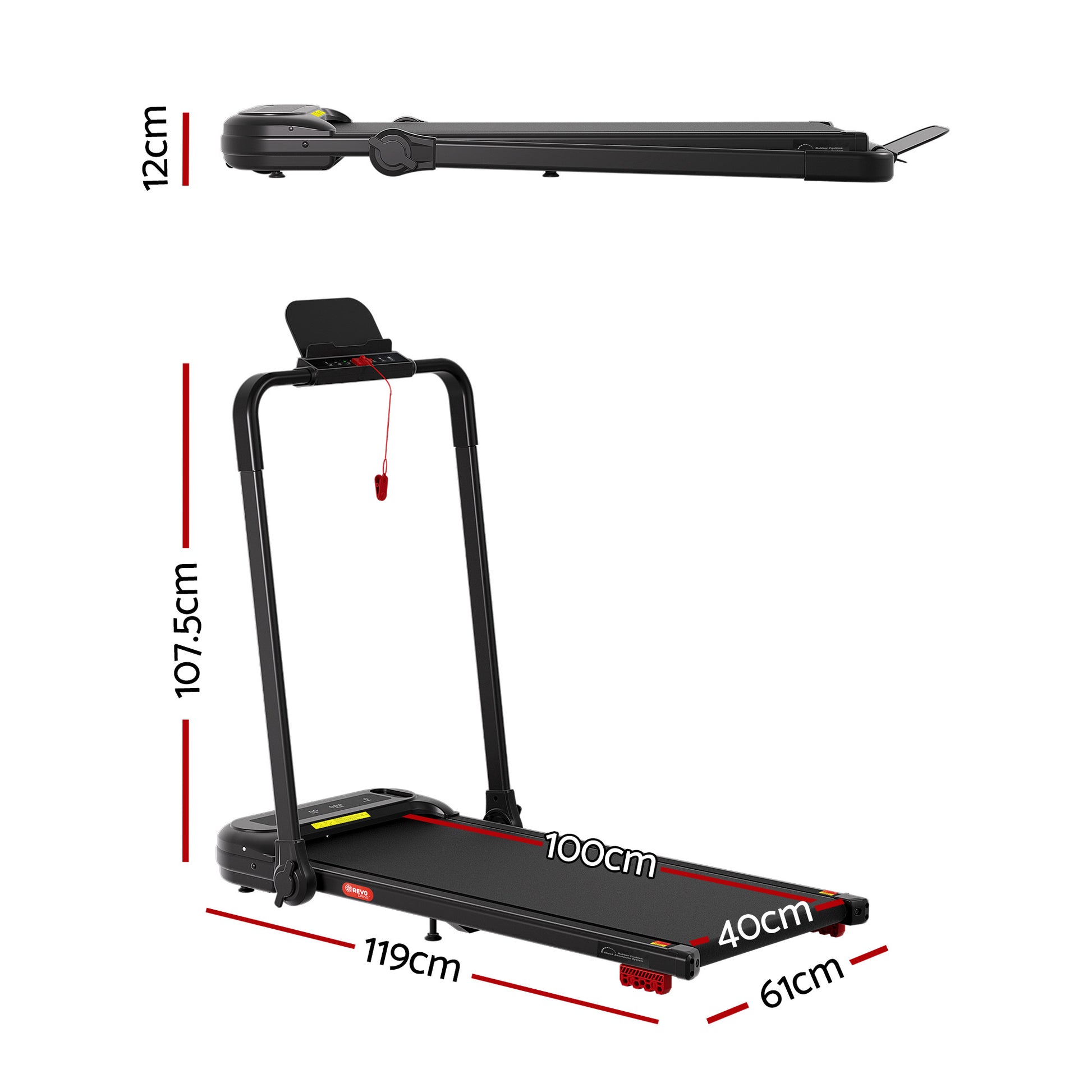 Everfit Treadmill Electric Walking Pad with Incline Foldable for Home Gym Black - Image 9