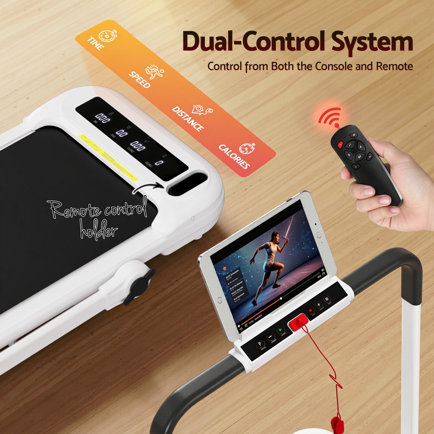 Everfit Treadmill Electric Walking Pad with Incline Foldable for Home Gym White - Image 5