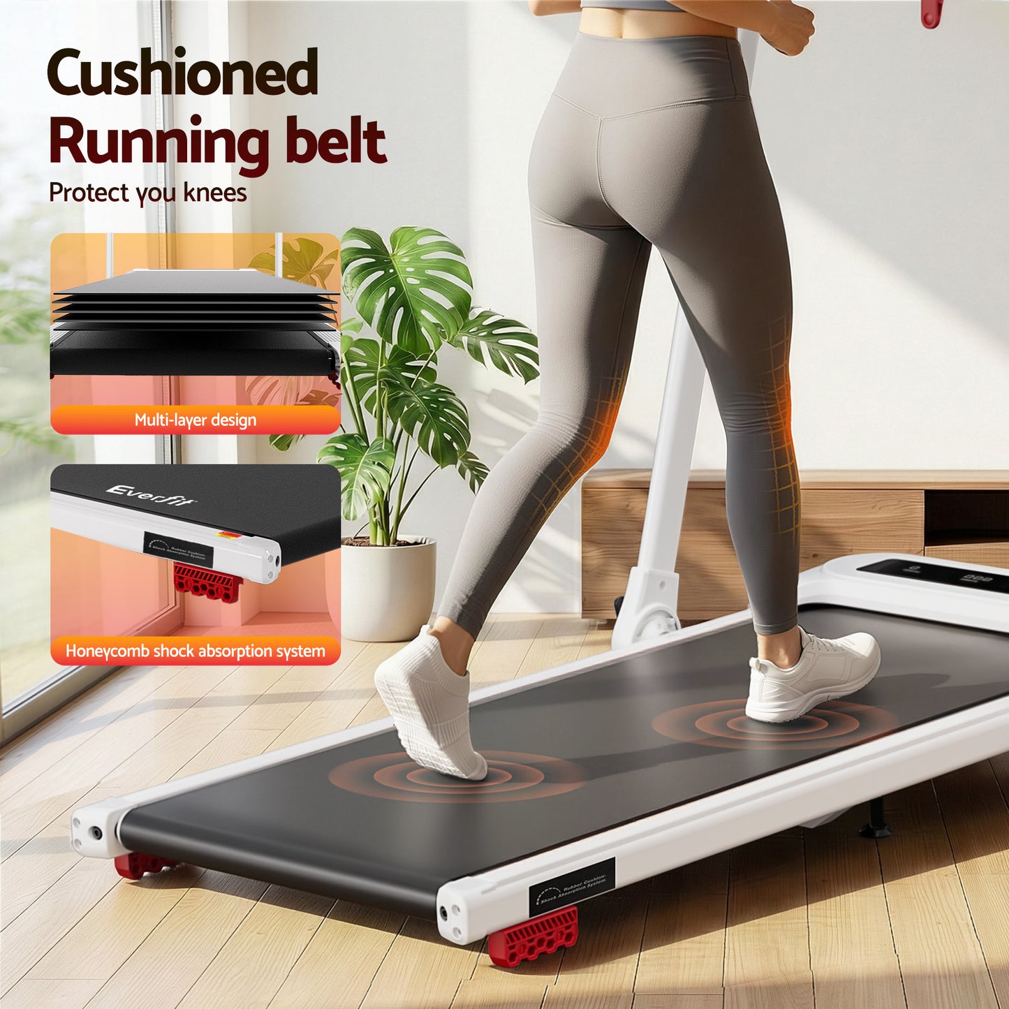 Everfit Treadmill Electric Walking Pad with Incline Foldable for Home Gym White - Image 7