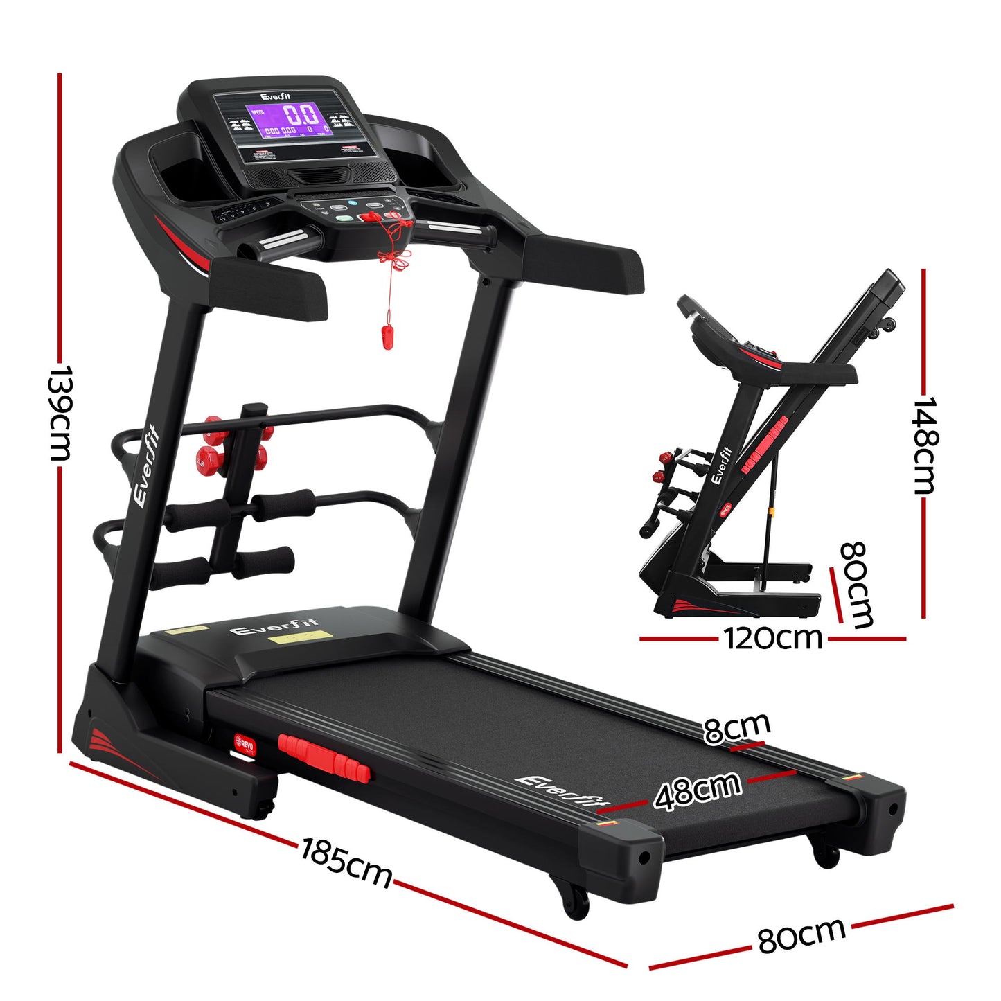 Everfit Treadmill Electric Home Gym Fitness Exercise Machine w/ Sit Up Bar 480mm - Image 2