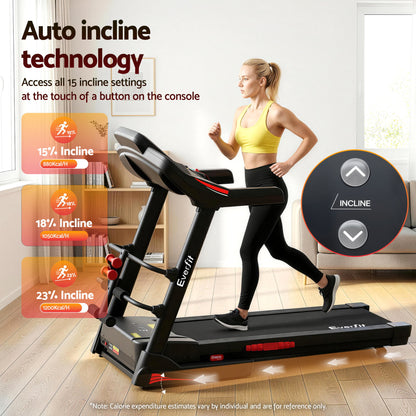 Everfit Treadmill Electric Home Gym Fitness Exercise Machine w/ Sit Up Bar 480mm - Image 4