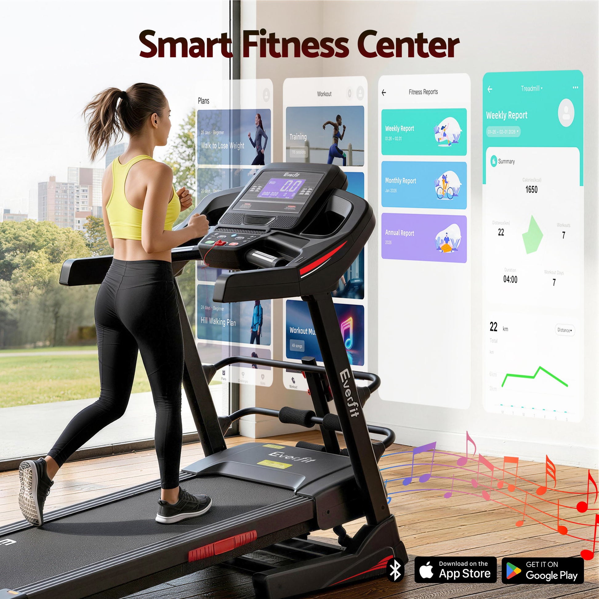 Everfit Treadmill Electric Home Gym Fitness Exercise Machine w/ Sit Up Bar 480mm - Image 5