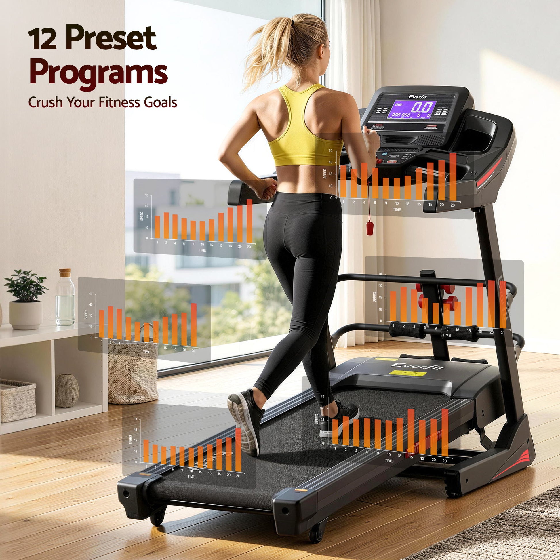 Everfit Treadmill Electric Home Gym Fitness Exercise Machine w/ Sit Up Bar 480mm - Image 6