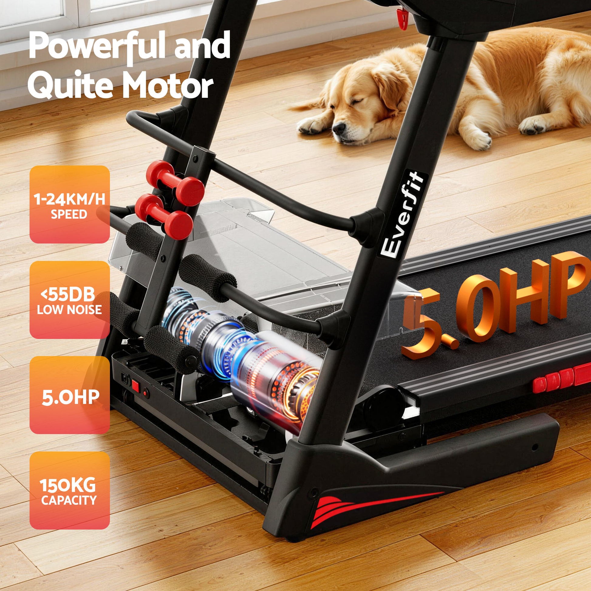 Everfit Treadmill Electric Home Gym Fitness Exercise Machine w/ Sit Up Bar 480mm - Image 8