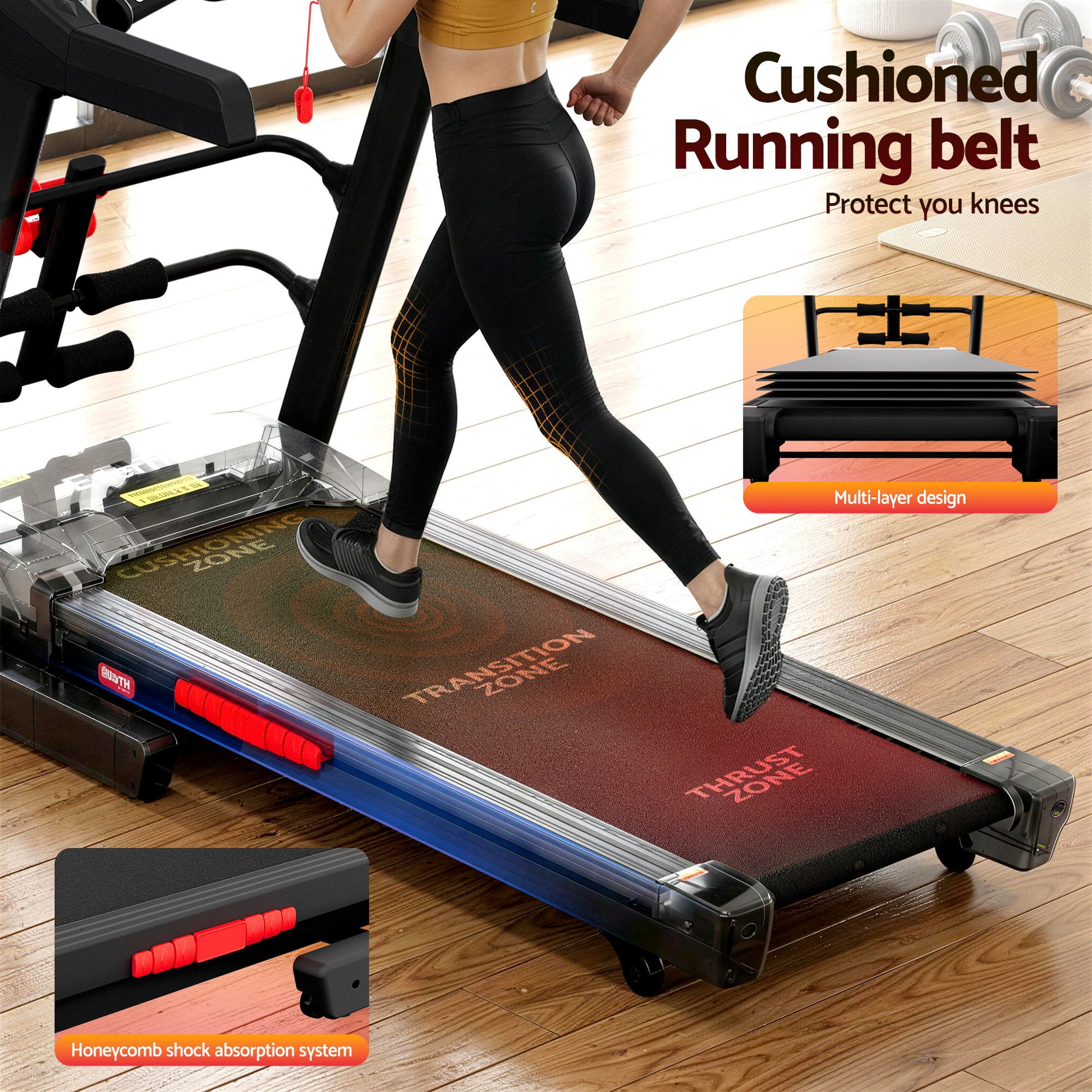 Everfit Treadmill Electric Home Gym Fitness Exercise Machine w/ Sit Up Bar 480mm - Image 9