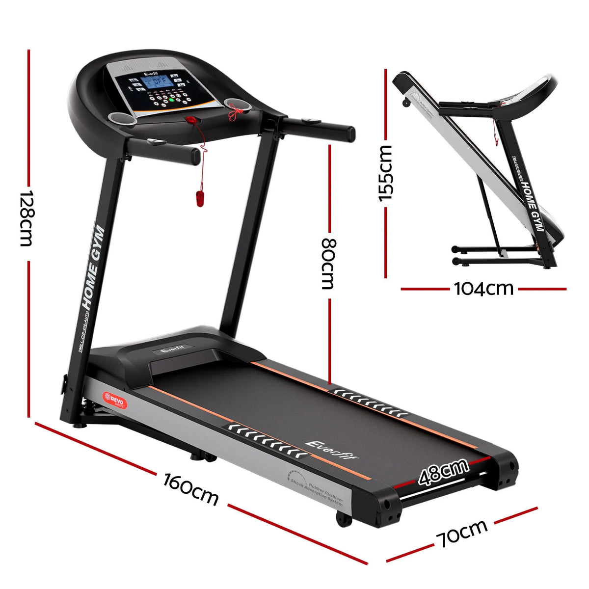Everfit Treadmill Electric Auto Incline Home Gym Fitness Exercise Machine 450mm - Image 2