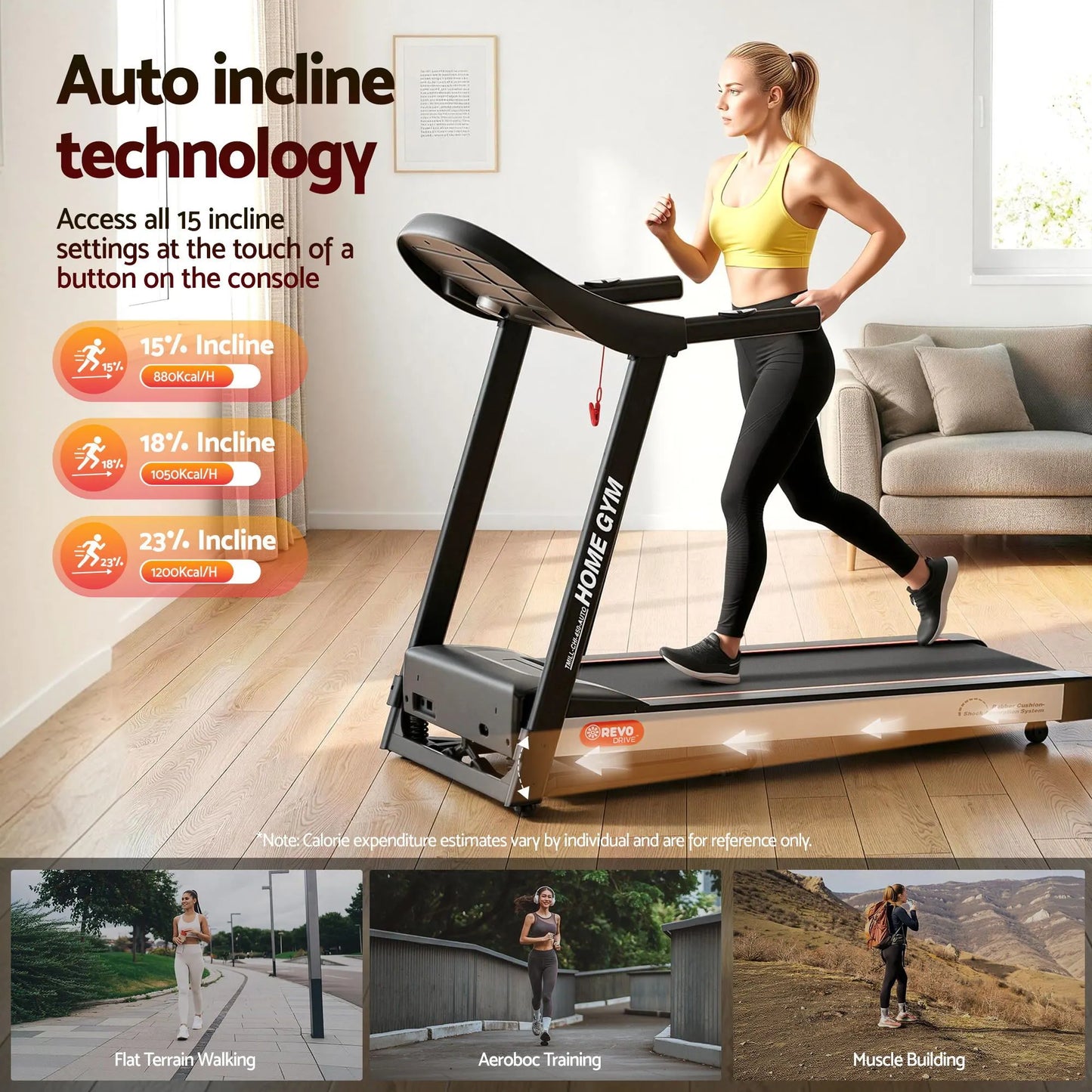 Everfit Treadmill Electric Auto Incline Home Gym Fitness Exercise Machine 450mm - Image 4