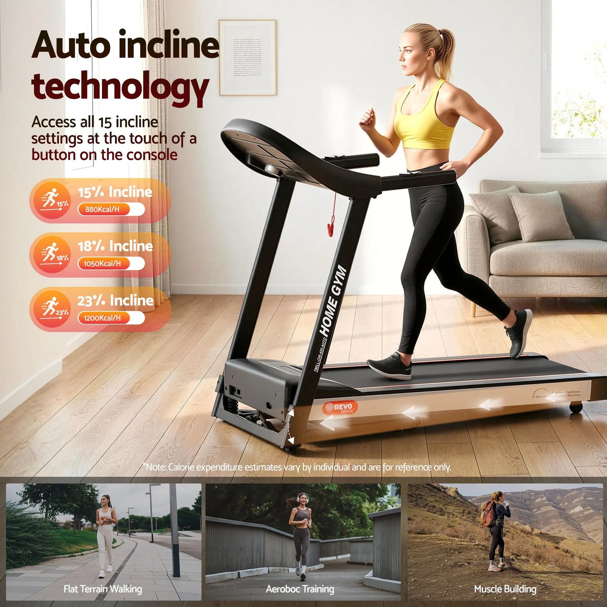 Everfit Treadmill Electric Auto Incline Home Gym Fitness Exercise Machine 450mm - Image 4