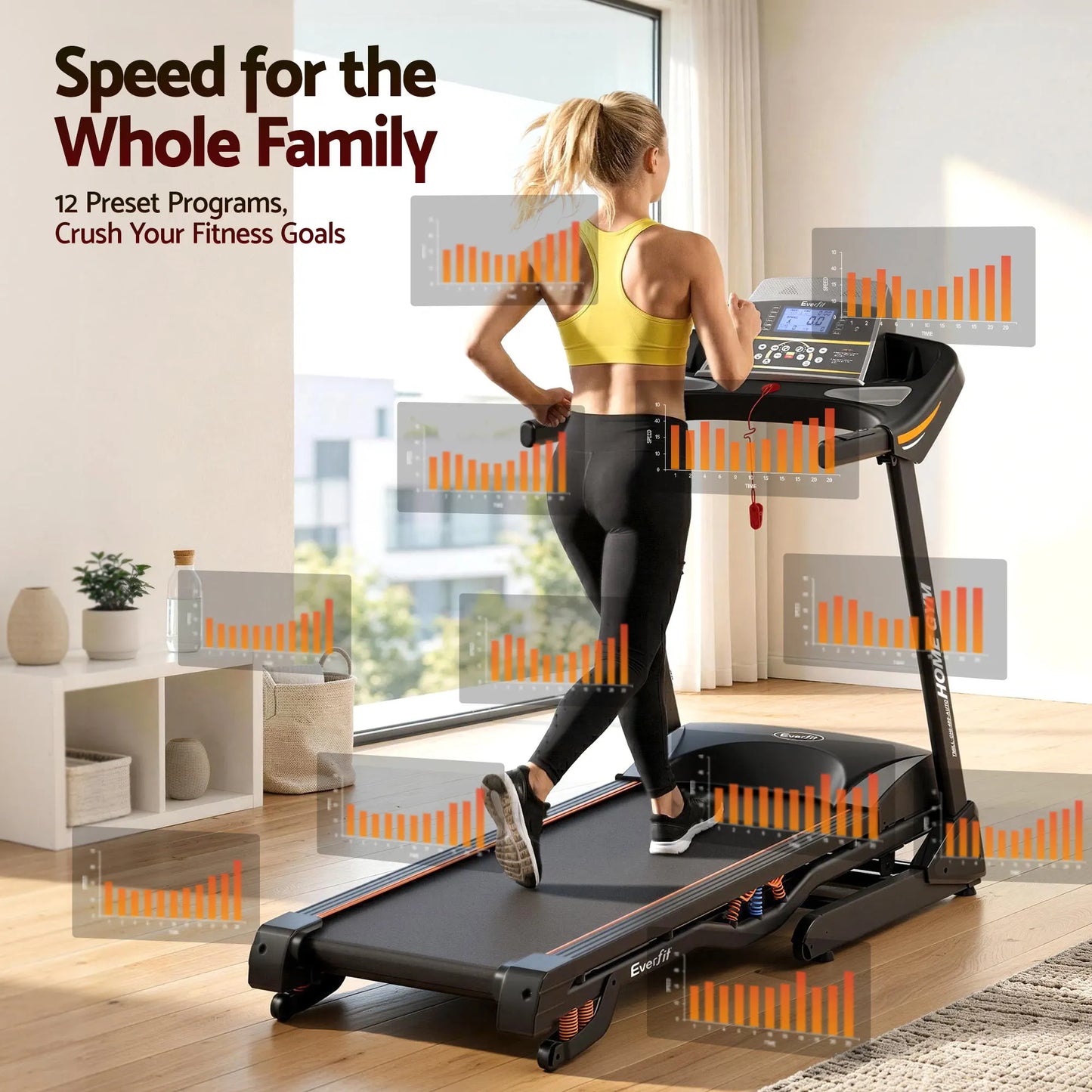 Everfit Treadmill Electric Auto Incline Home Gym Fitness Exercise Machine 480mm - Image 6