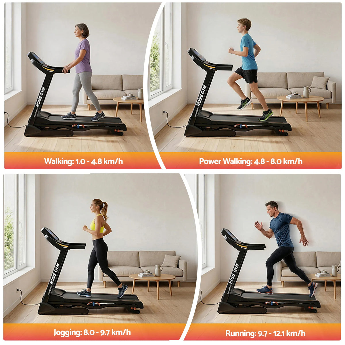 Everfit Treadmill Electric Auto Incline Home Gym Fitness Exercise Machine 480mm - Image 7