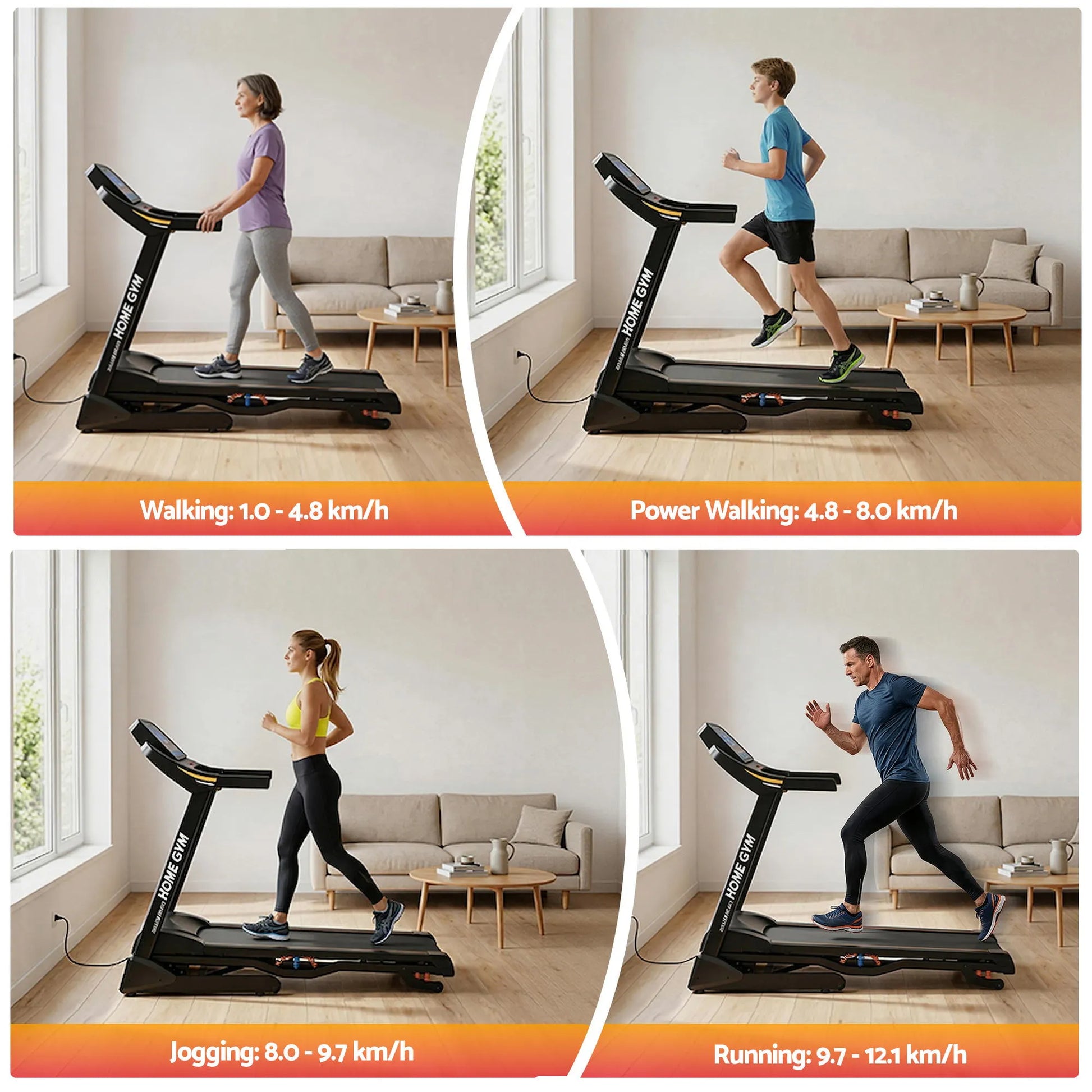 Everfit Treadmill Electric Auto Incline Home Gym Fitness Exercise Machine 480mm - Image 7
