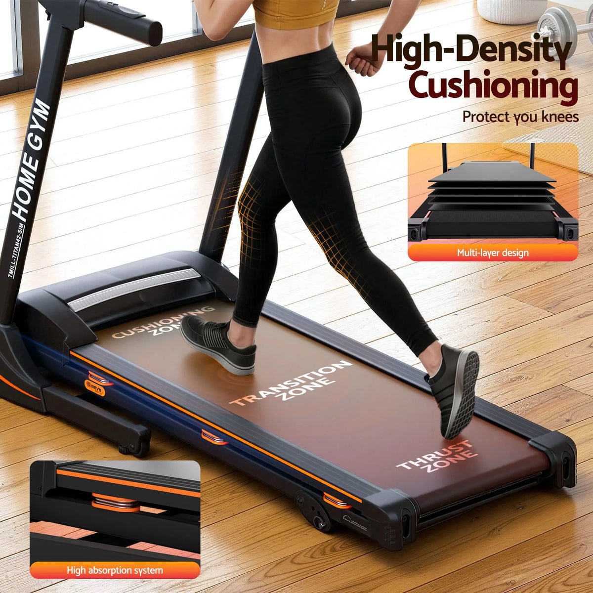 Everfit Treadmill Electric Home Gym Fitness Exercise Machine Hydraulic 420mm - Image 9