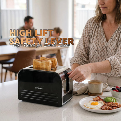 Devanti 2-Slice Toaster, LED Display 3.5cm Wide Slots 6 Browning Levels - Image 6