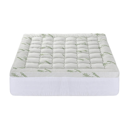 Giselle Bedding 1500GSM Pillowtop Mattress Topper Bamboo Mattress Pad for Back Pain Relief Washable 11cm Thick Bed Cover with 45cm Deep Pocket King - Image 3