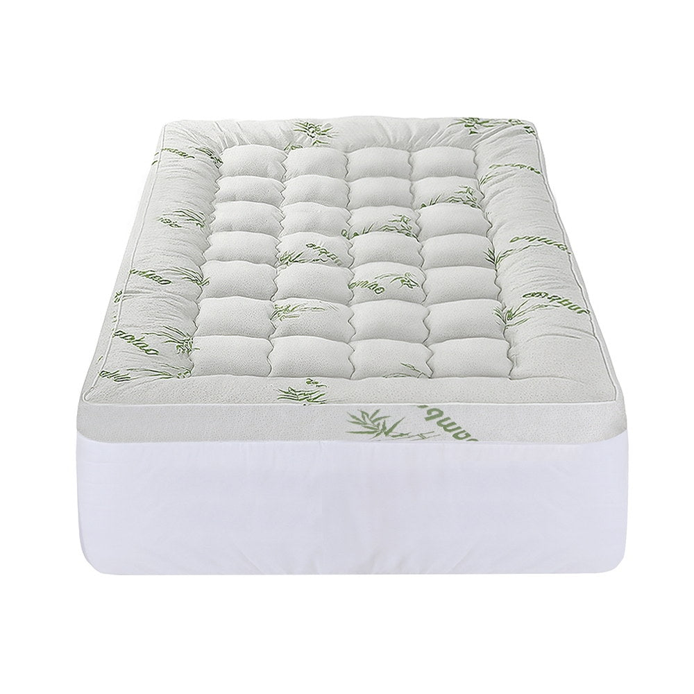 Giselle Bedding 1500GSM Pillowtop Mattress Topper Bamboo Mattress Pad for Back Pain Relief Washable 11cm Thick Bed Cover with 45cm Deep Pocket King Single - Image 3
