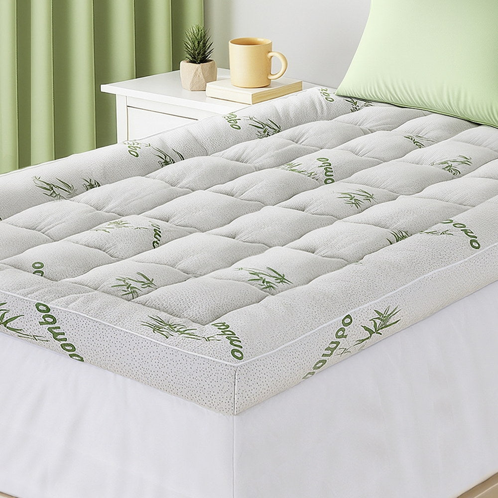 Giselle Bedding 1500GSM Pillowtop Mattress Topper Bamboo Mattress Pad for Back Pain Relief Washable 11cm Thick Bed Cover with 45cm Deep Pocket King Single - Image 7