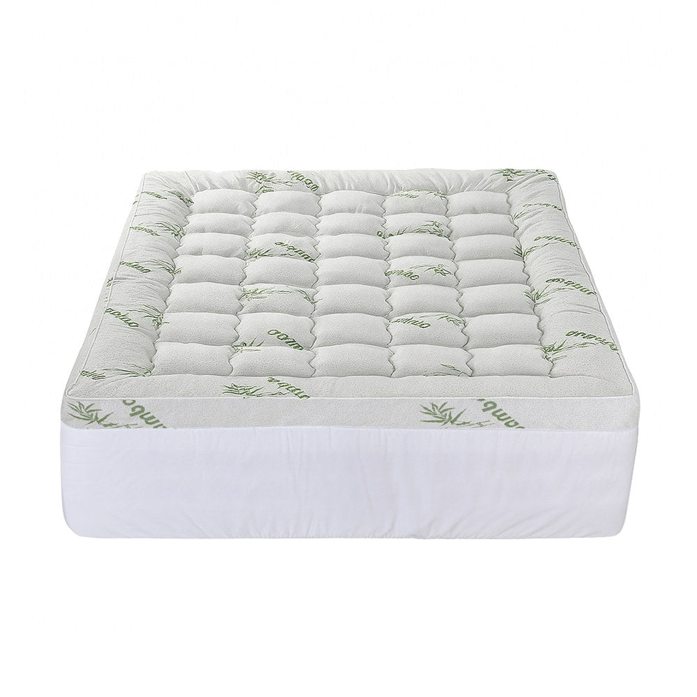 Giselle Bedding 1500GSM Pillowtop Mattress Topper Bamboo Mattress Pad for Back Pain Relief Washable 11cm Thick Bed Cover with 45cm Deep Pocket Queen - Image 3