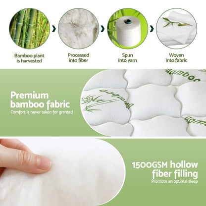 Giselle Bedding 1500GSM Pillowtop Mattress Topper Bamboo Mattress Pad for Back Pain Relief Washable 11cm Thick Bed Cover with 45cm Deep Pocket Queen - Image 6