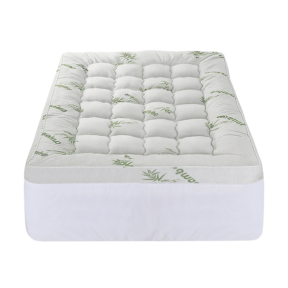 Giselle Bedding 1500GSM Pillowtop Mattress Topper Bamboo Mattress Pad for Back Pain Relief Washable 11cm Thick Bed Cover with 45cm Deep Pocket Single - Image 3