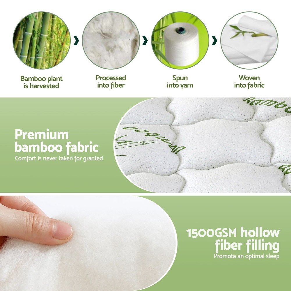 Giselle Bedding 1500GSM Pillowtop Mattress Topper Bamboo Mattress Pad for Back Pain Relief Washable 11cm Thick Bed Cover with 45cm Deep Pocket Single - Image 6