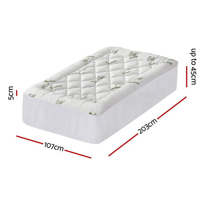 Giselle Bedding 5cm Pillowtop Mattress Topper 1000GSM Thick Soft Bamboo Cooling Pad for Back Pain Relief & Guest Bed, Washable Overfilled Cover with 45cm Deep Pocket King Single - Image 2