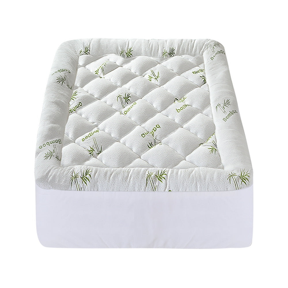 Giselle Bedding 5cm Pillowtop Mattress Topper 1000GSM Thick Soft Bamboo Cooling Pad for Back Pain Relief & Guest Bed, Washable Overfilled Cover with 45cm Deep Pocket King Single - Image 3