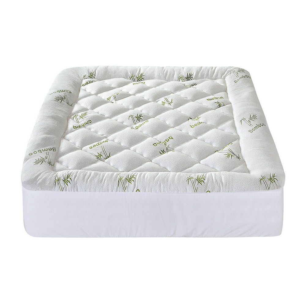 Giselle Bedding 5cm Pillowtop Mattress Topper 1000GSM Thick Soft Bamboo Cooling Pad for Back Pain Relief & Guest Bed, Washable Overfilled Cover with 45cm Deep Pocket Queen - Image 3
