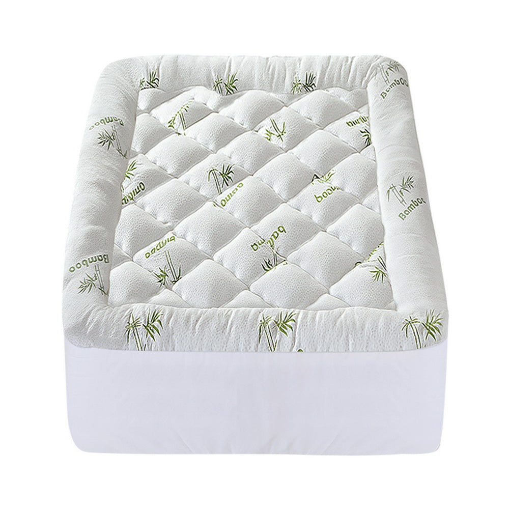 Giselle Bedding 5cm Pillowtop Mattress Topper 1000GSM Thick Soft Bamboo Cooling Pad for Back Pain Relief & Guest Bed, Washable Overfilled Cover with 45cm Deep Pocket Single - Image 3