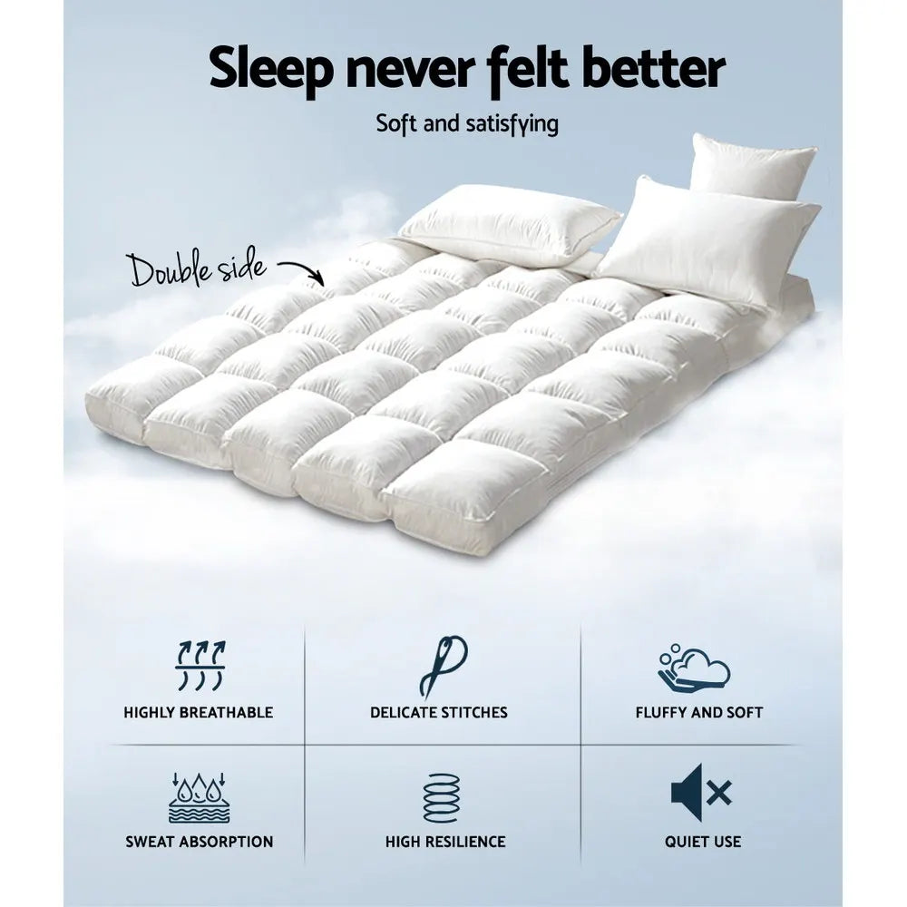 Giselle Bedding 5cm Bamboo Pillowtop Mattress Topper 1000GSM Mattress Pad for Back Pain Relief Washable Breathable Protector with 45cm Deep Pocket Double - Image 2