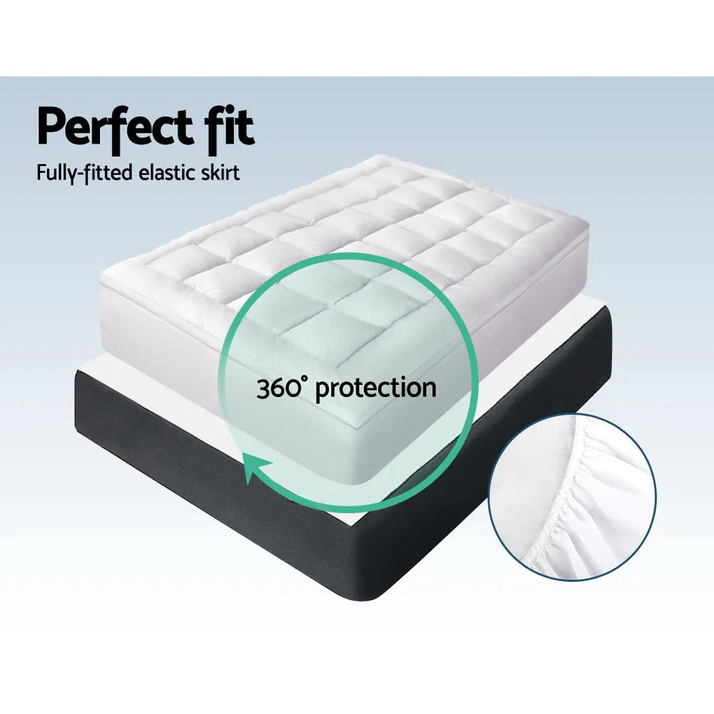 Giselle Bedding 5cm Bamboo Pillowtop Mattress Topper 1000GSM Mattress Pad for Back Pain Relief Washable Breathable Protector with 45cm Deep Pocket King - Image 6