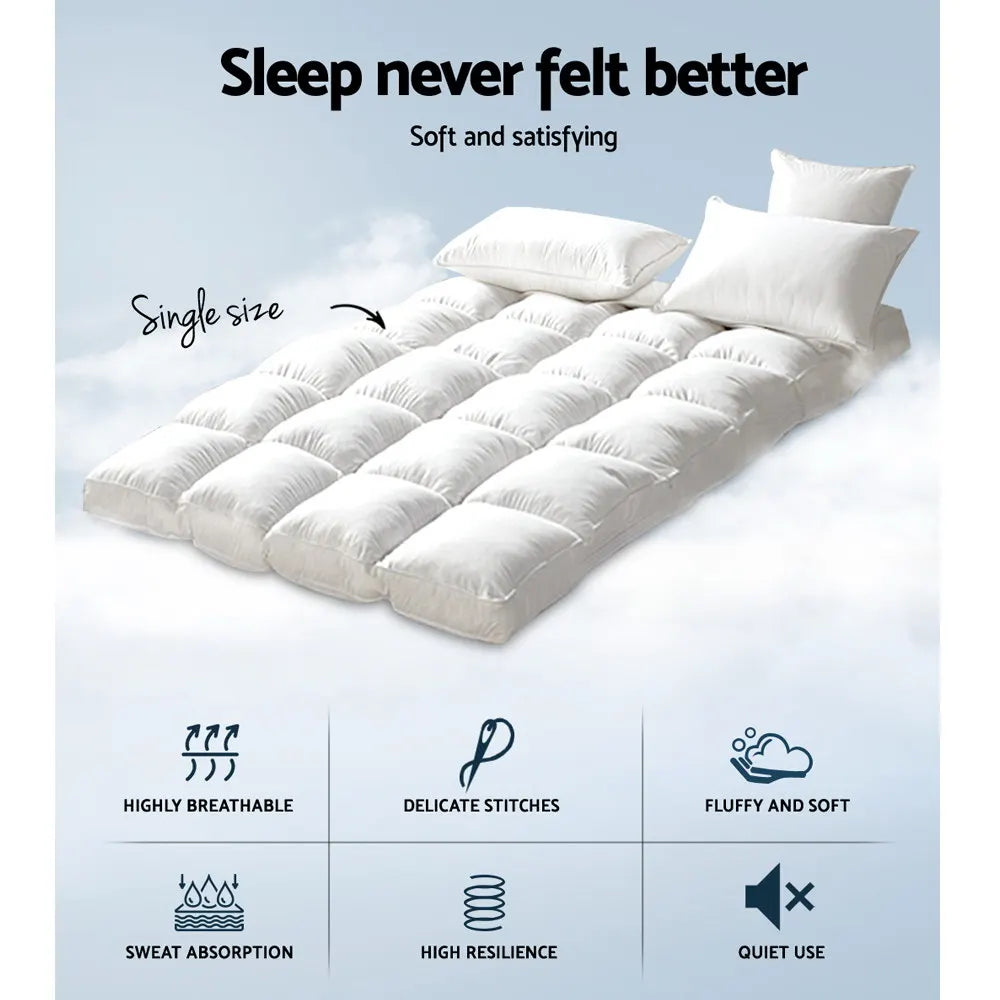 Giselle Bedding 5cm Bamboo Pillowtop Mattress Topper 1000GSM Mattress Pad for Back Pain Relief Washable Breathable Protector with 45cm Deep Pocket Single - Image 2