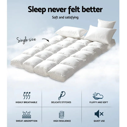 Giselle Bedding 5cm Bamboo Pillowtop Mattress Topper 1000GSM Mattress Pad for Back Pain Relief Washable Breathable Protector with 45cm Deep Pocket Single - Image 2