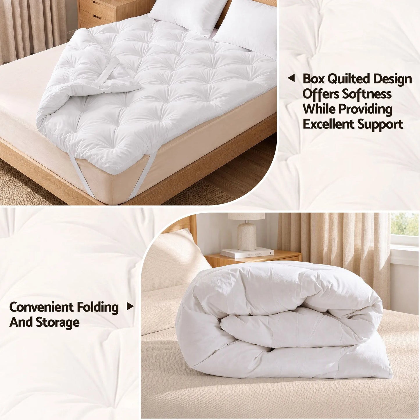Giselle Queen Pillow Top Mattress Topper 1300GSM White Duck Feather For Old Bed Upgrade 5cm Thick - Image 5
