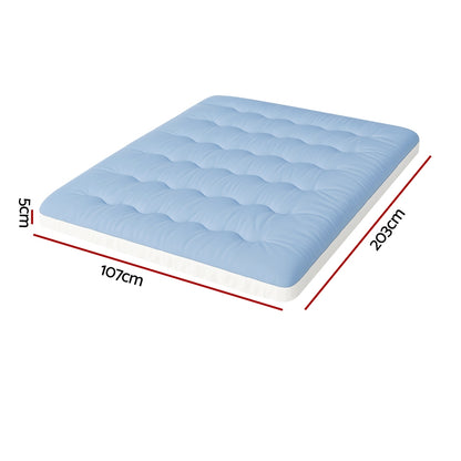 Giselle Bedding Pillowtop Mattress Topper 5cm Reversible Cooling & Soft Coral Fleece Pad for Back Pain Relief, Washable Skin-friendly Bed Protector with 45cm Deep Pocket King Single - Image 2