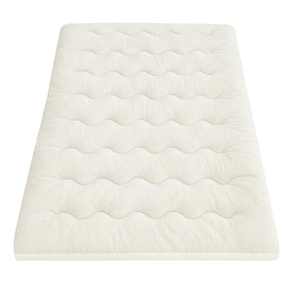 Giselle Bedding Pillowtop Mattress Topper 5cm Reversible Cooling & Soft Coral Fleece Pad for Back Pain Relief, Washable Skin-friendly Bed Protector with 45cm Deep Pocket King Single - Image 3