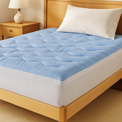 Giselle Bedding Pillowtop Mattress Topper 5cm Reversible Cooling & Soft Coral Fleece Pad for Back Pain Relief, Washable Skin-friendly Bed Protector with 45cm Deep Pocket King Single - Image 7