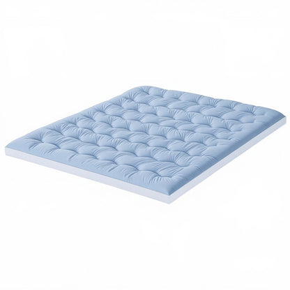 Giselle Bedding Pillowtop Mattress Topper 5cm Reversible Cooling & Soft Coral Fleece Pad for Back Pain Relief, Washable Skin-friendly Bed Protector with 45cm Deep Pocket Queen