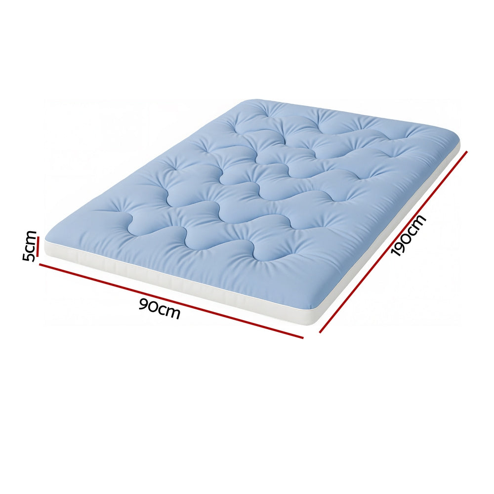 Giselle Bedding Pillowtop Mattress Topper 5cm Reversible Cooling & Soft Coral Fleece Pad for Back Pain Relief, Washable Skin-friendly Bed Protector with 45cm Deep Pocket Single - Image 2
