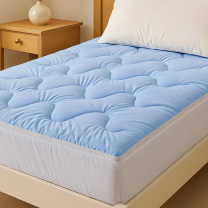 Giselle Bedding Pillowtop Mattress Topper 5cm Reversible Cooling & Soft Coral Fleece Pad for Back Pain Relief, Washable Skin-friendly Bed Protector with 45cm Deep Pocket Single - Image 7
