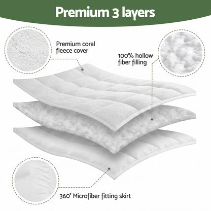 Giselle Bedding Queen Mattress Topper 5cm Coral Fleece - Image 7