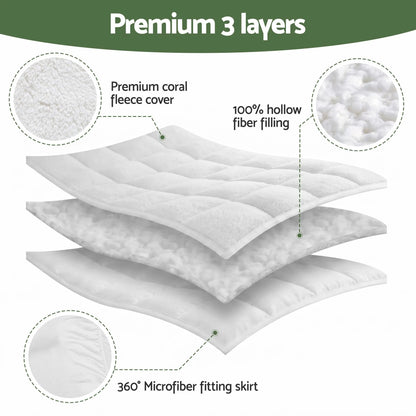 Giselle Bedding Single Mattress Topper 5cm Coral Fleece - Image 7