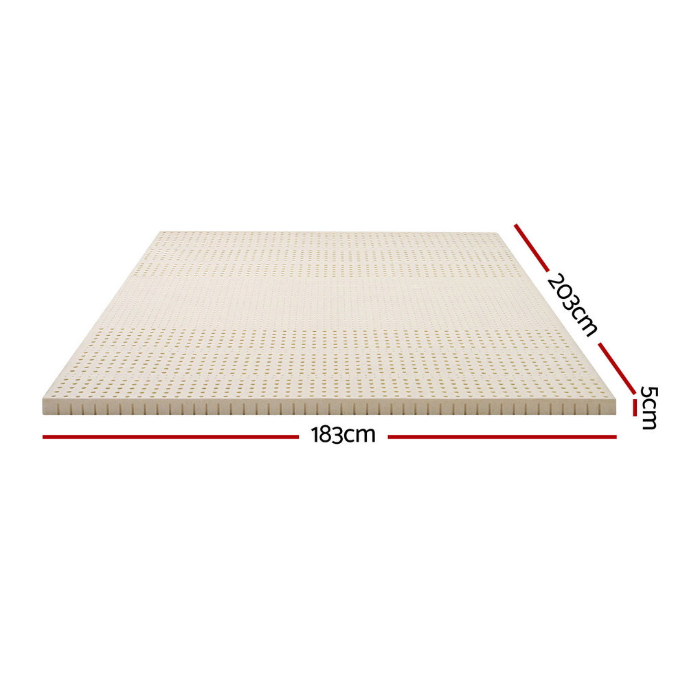 Giselle Bedding Latex Mattress Topper, 5cm Thick Cooling Bed Pad for Side Sleepers Pain Relief, 7 Zone Foldable Mat with Washable Cover for Guest Room Bedroom King - Image 2