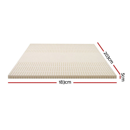 Giselle Bedding Latex Mattress Topper, 5cm Thick Cooling Bed Pad for Side Sleepers Pain Relief, 7 Zone Foldable Mat with Washable Cover for Guest Room Bedroom King - Image 2