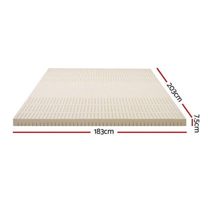 Giselle Bedding Latex Mattress Topper, 7.5cm Thick 7-Zone Pressure Relief Bed Pad with Washable Cover, Cooling Breathable Mat for Side Sleepers & Back Pain, Beige King - Image 2